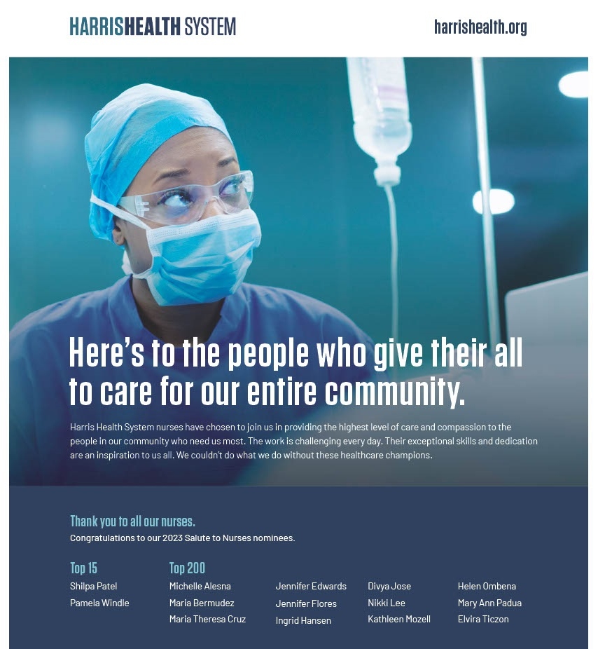 Fourteen Harris Health Nurses Recognized Among Best in Houston at